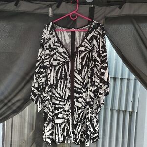 Avenue Black and White Abstract Blouse